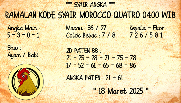 Prediksi Morocco Quatro 04:00 WIB