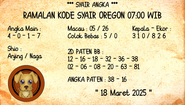 Prediksi Oregon 07:00 WIB