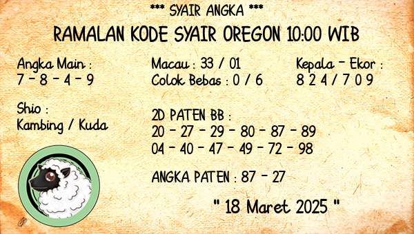 Prediksi Oregon 10:00 WIB