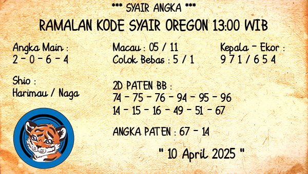 Prediksi Oregon 13:00 WIB