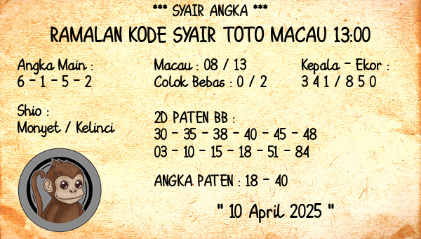 Prediksi Toto Macau 13:00